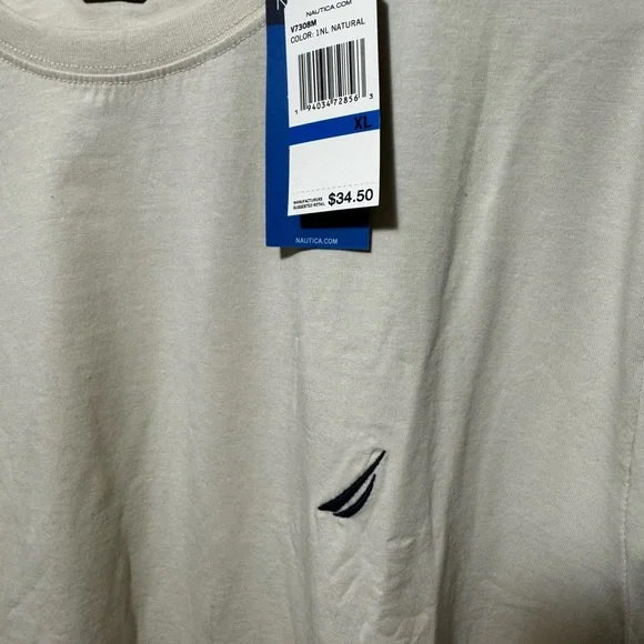 Nautica Men's Short Sleeve Cream Tee - Picture 2 of 4